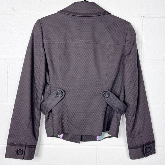 Boden Textured Blazer Womens 8 Gray Button Front Lined Jacket - Picture 2 of 5